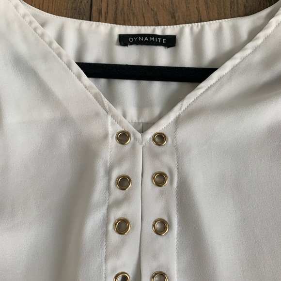 (2/$10) Dynamite Blouse with Gold LaceUp Detail - Picture 4 of 5